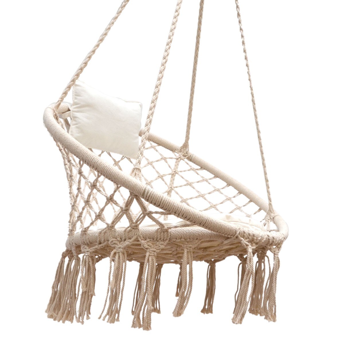 Hängestuhlgestell mit Makramee Hängesessel 215cm Boho Hängestuhl bis 120kg beige