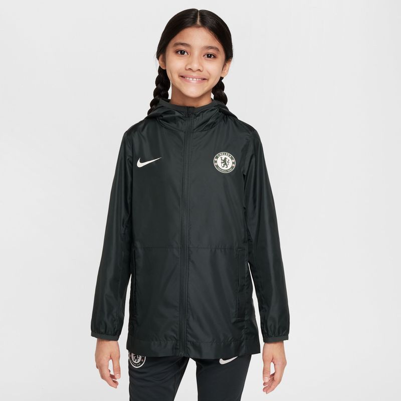 Chelsea FC Academy Pro Nike voetbalregenjack met capuchon voor kids - Groen