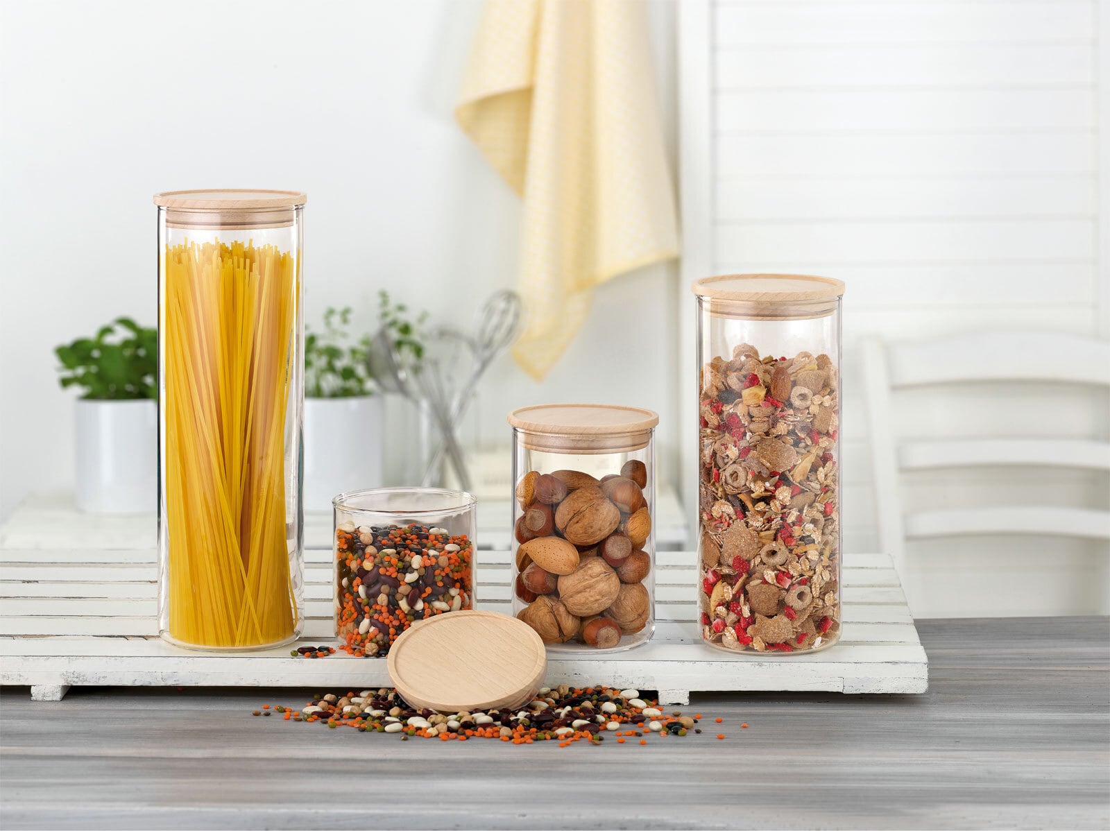 SIMAX Vorratsglas mit Holzdeckel 1500 ml Sicherheitsglas transparent
