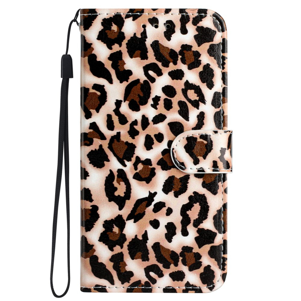 iPhone 16 Leder Tasche Hülle mit Kartenfach Leo Print