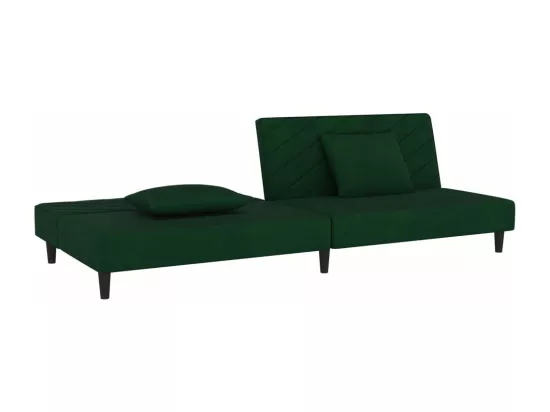 Canapé-lit à 2 places avec deux oreillers Vert foncé Velours