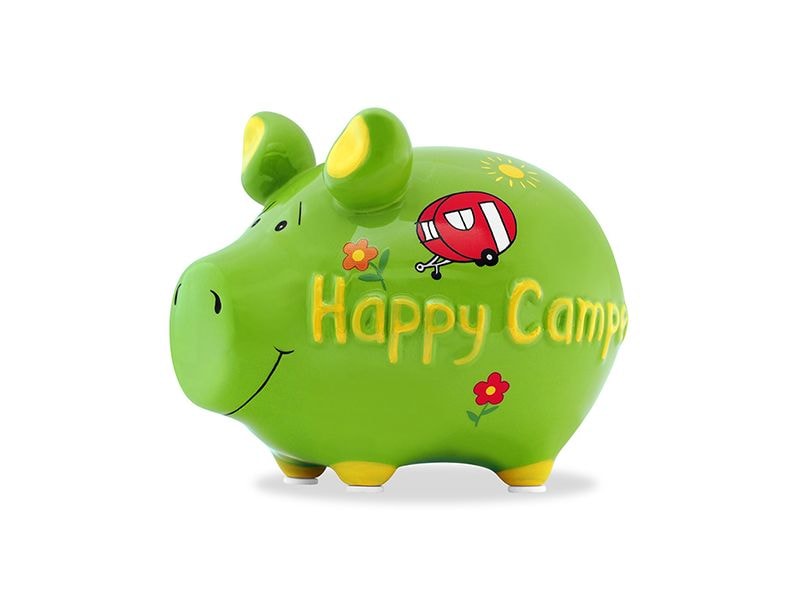 G. Wurm Spardose Happy Camper 12.5 x 9 x 9 cm Sparkasse zum Aufbewahren von Geld