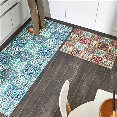 Tapis vinyle effet mosaïque