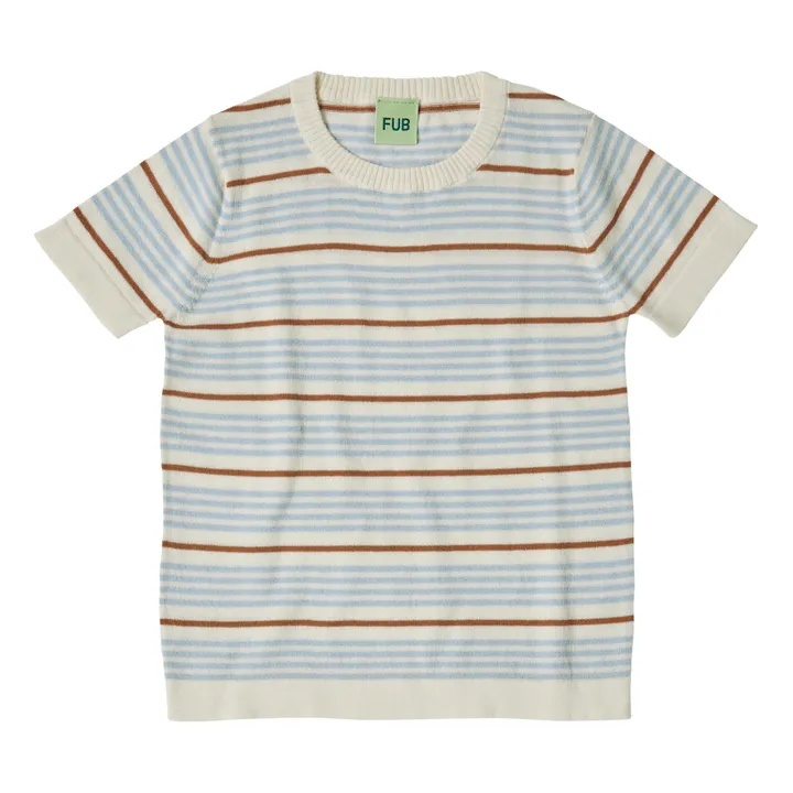 FUB T-Shirt Maille Extra Fine Rayé Coton Bio | Bleu ciel