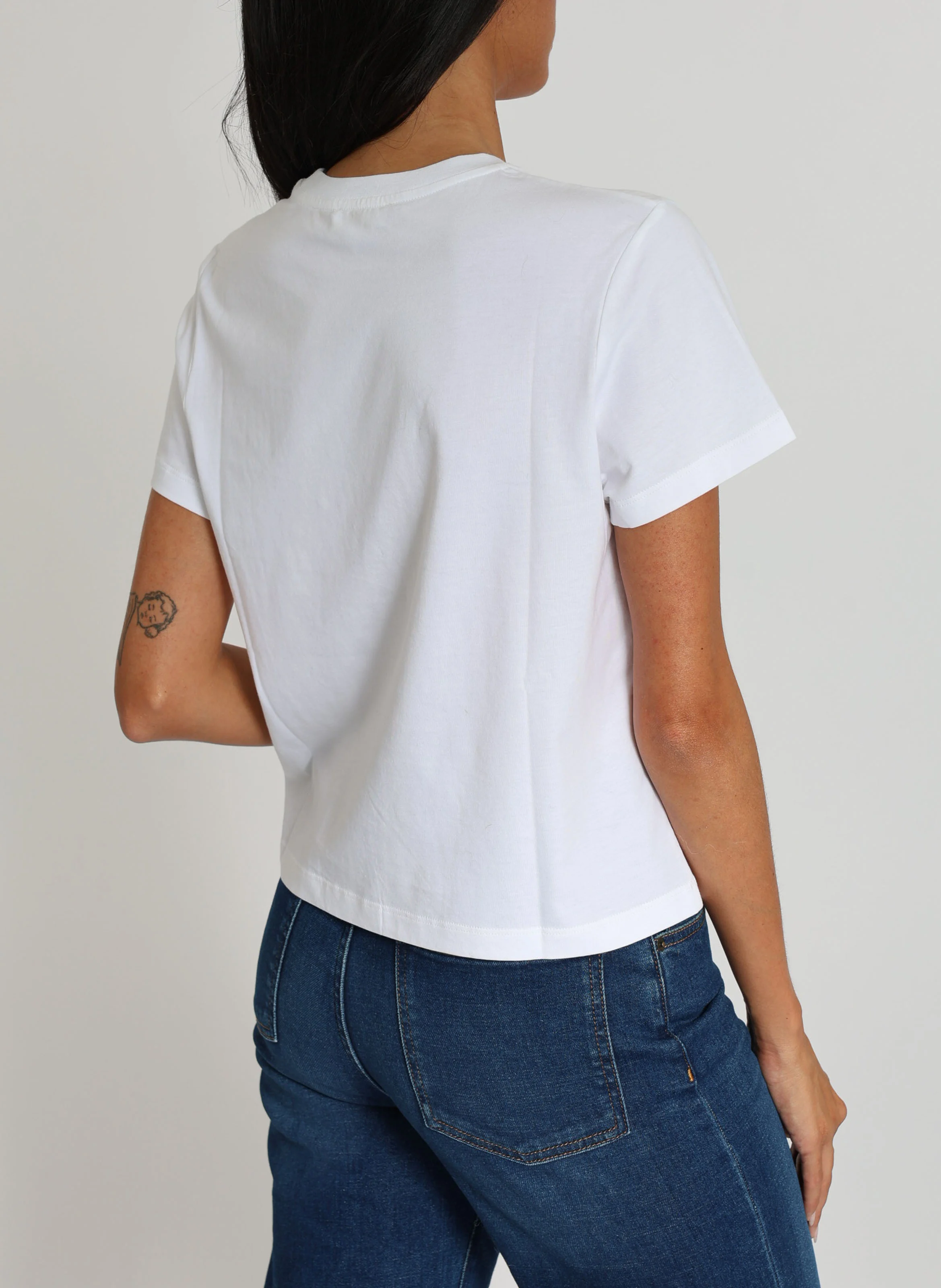 LUNA - Tee-shirt droit col rond en coton | Blanc