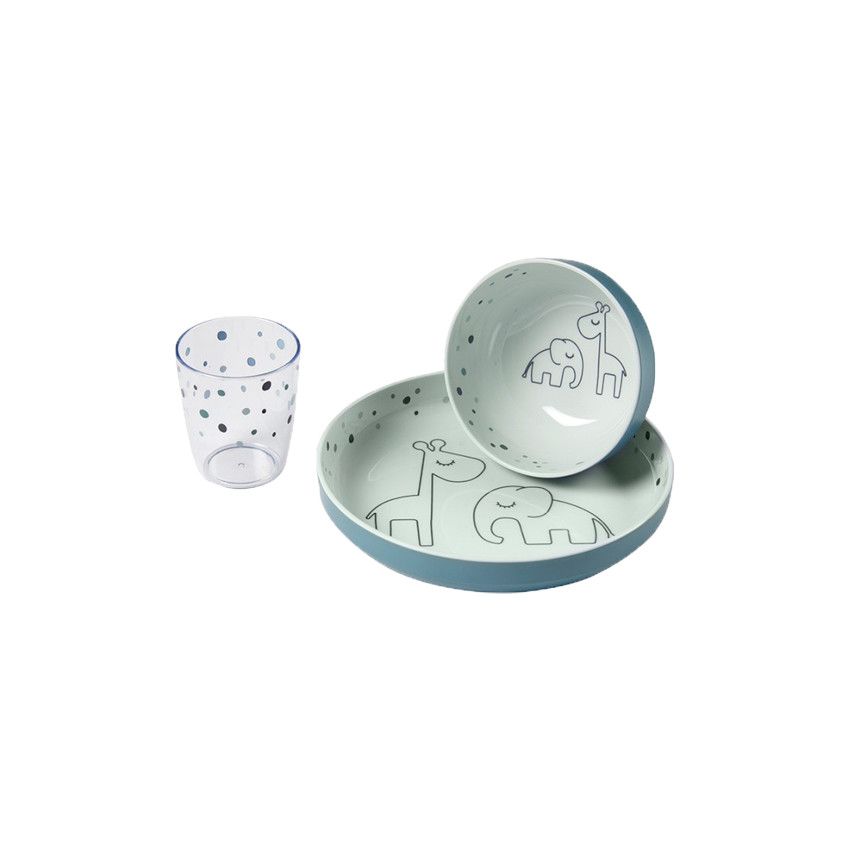 Coffret repas - Elphée et Raffi Bleu - Ecru