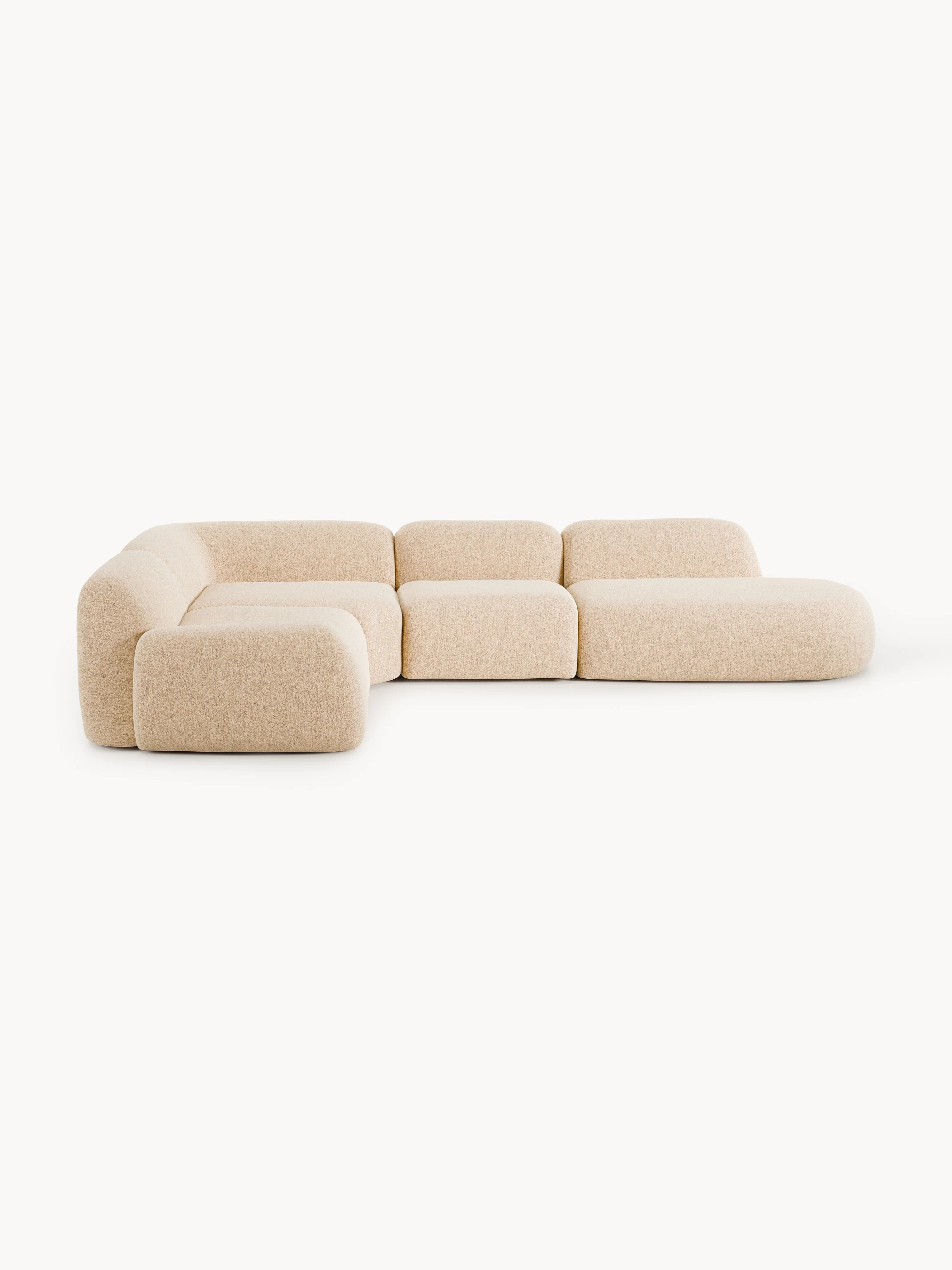 Modulaire bouclé XL hoekbank Wolke met chaise longue