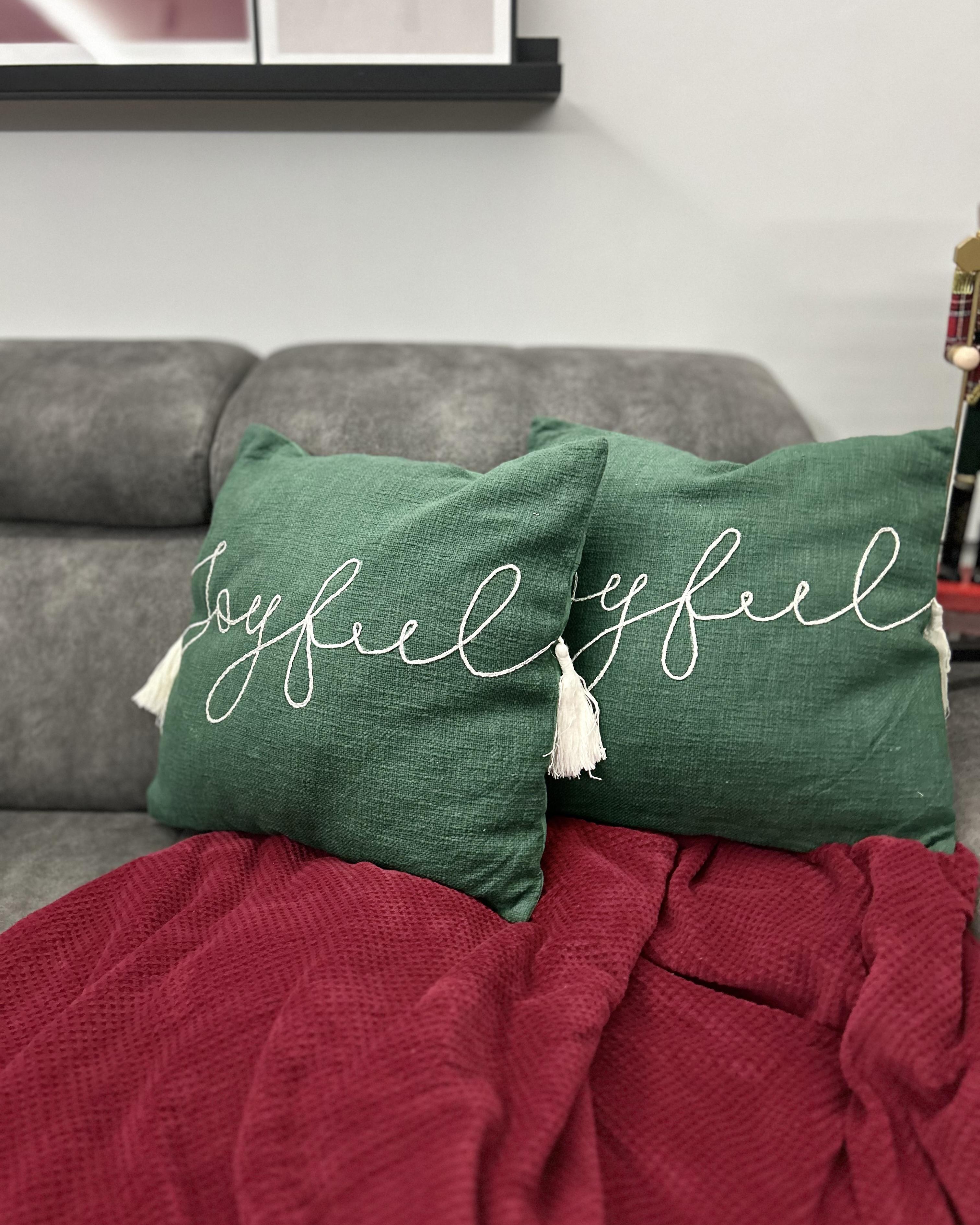 Set van 2 sierkussens ELETTARIA Katoen 45 x 45 cm Groen kerstmotief