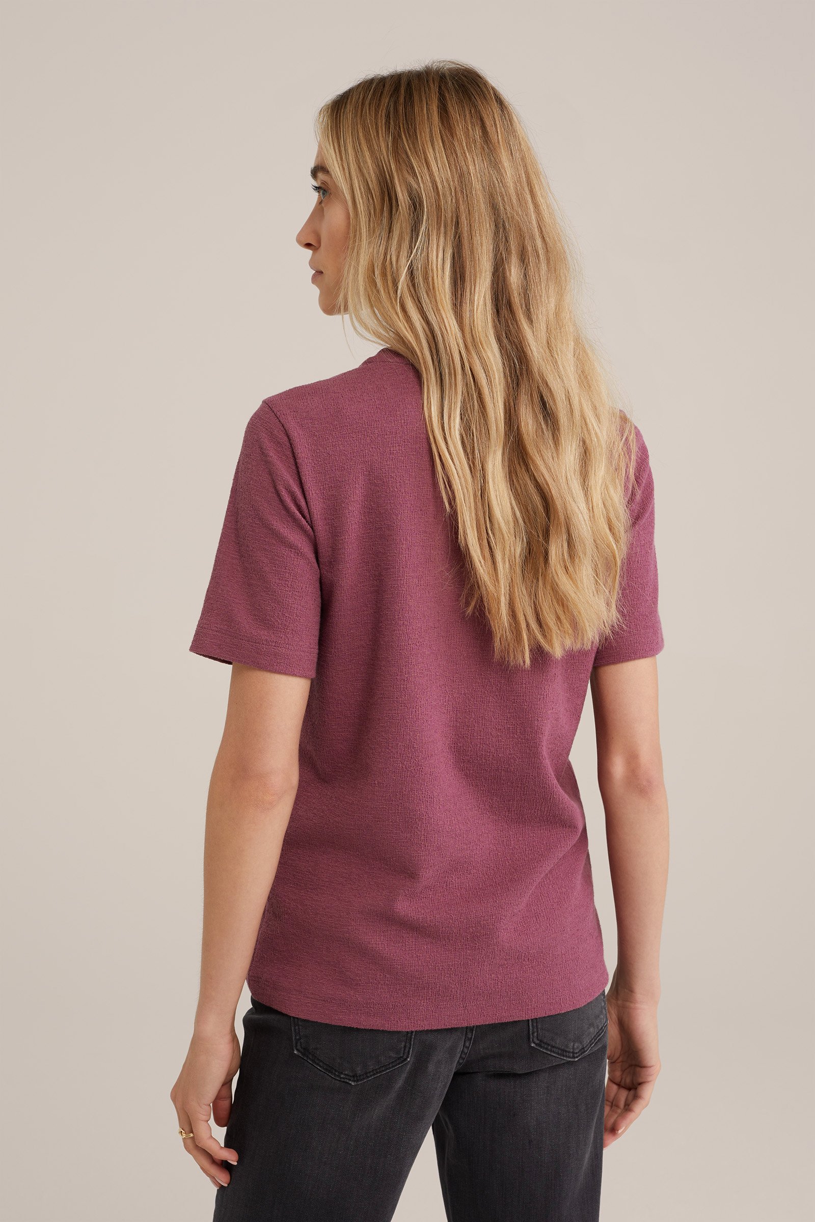 T-shirt met structuur WE Fashion Lichtrood