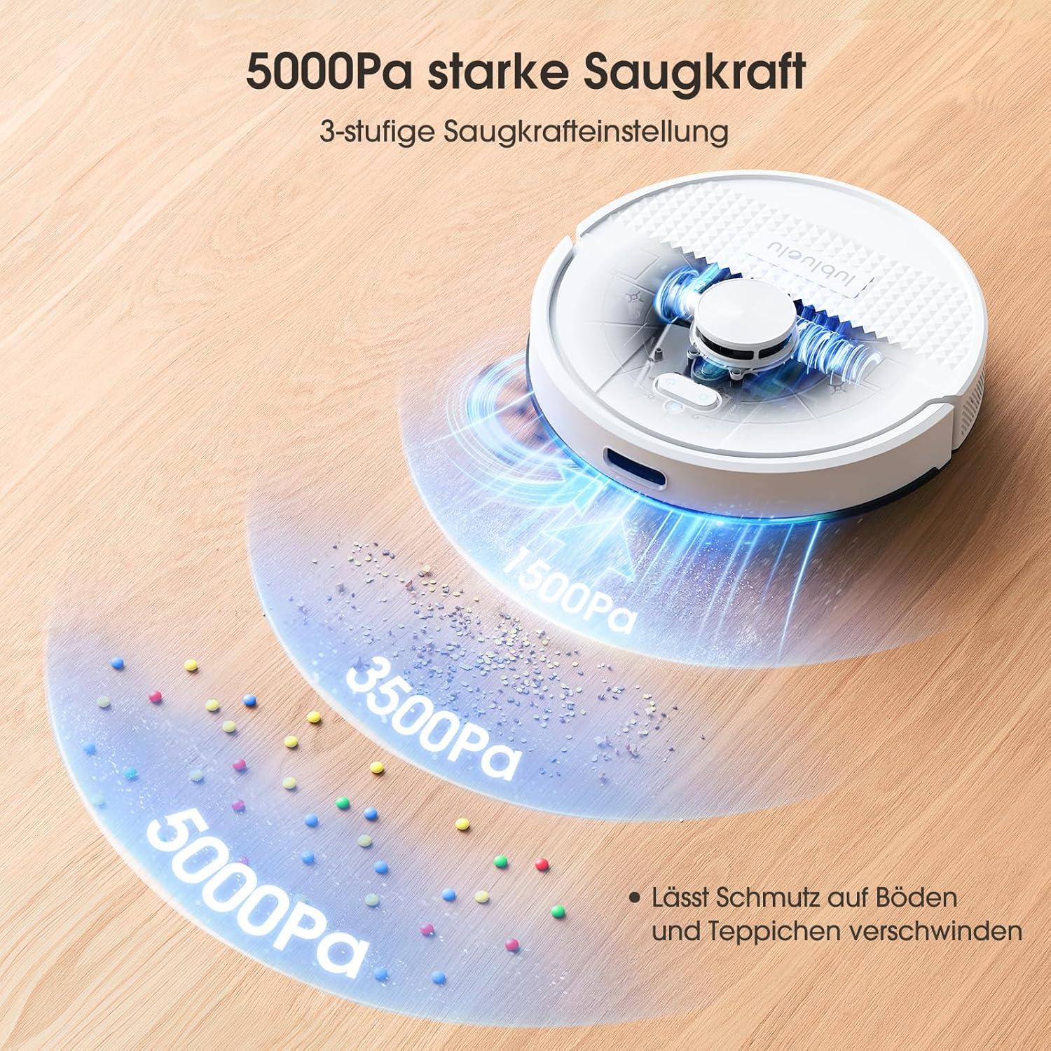 Lubluelu Saugroboter mit Wischfunktion 3-1, 5000Pa Staubsauger Roboter mit Lasernavigation, Roboterstaubsauger SL68 mit Anti-Siphon-Technologie, 150 Min Laufzeit, APP Steuerung, 24 No-Go Zonen (Weiß)