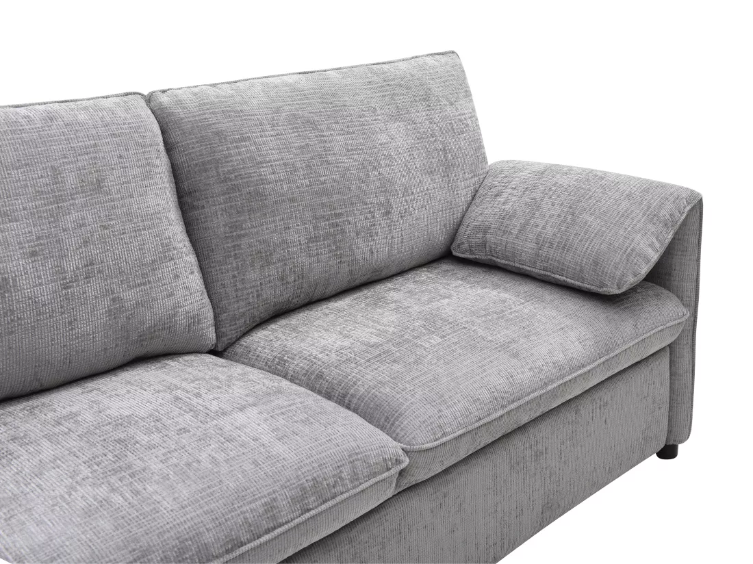 Canapé 3 places convertible en tissu texturé gris ALPARETO