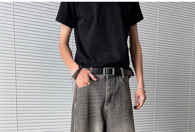 AXEN - Mid Rise Washed Wide Leg Jeans