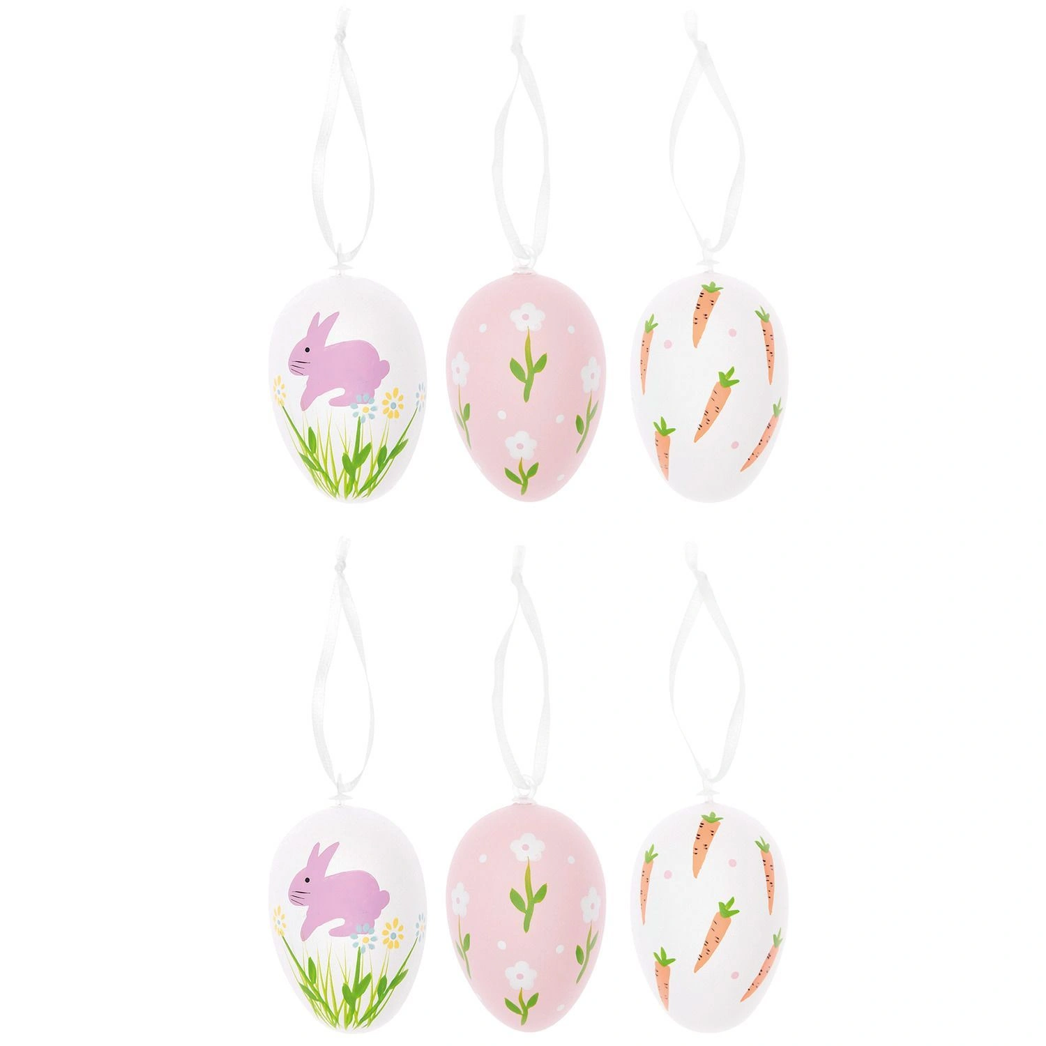 Deko-Eier OSTERN 6er-Set in weiß/rosa