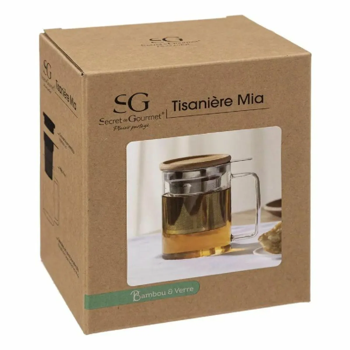 Tisanière en Verre Mia 45cl - Transparent & Beige