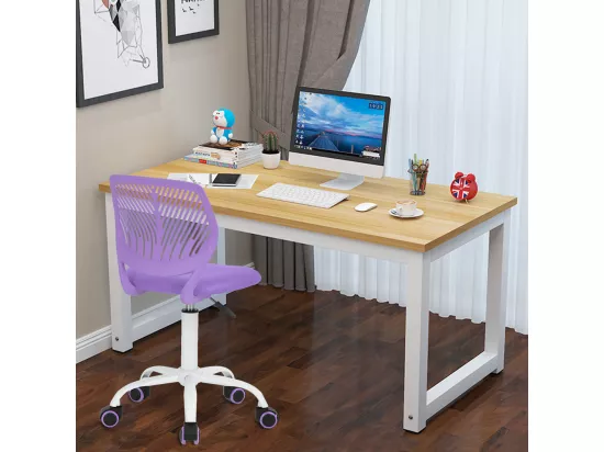 URBAN MEUBLE Chaise de bureau pivotante violet, dossier ergonomique, revêtement en maille, hauteur réglable, style moderne, pour la maison et le bureau