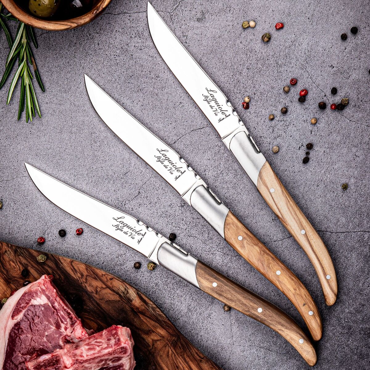Laguiole Grillkniver 6-pakning, olivtre