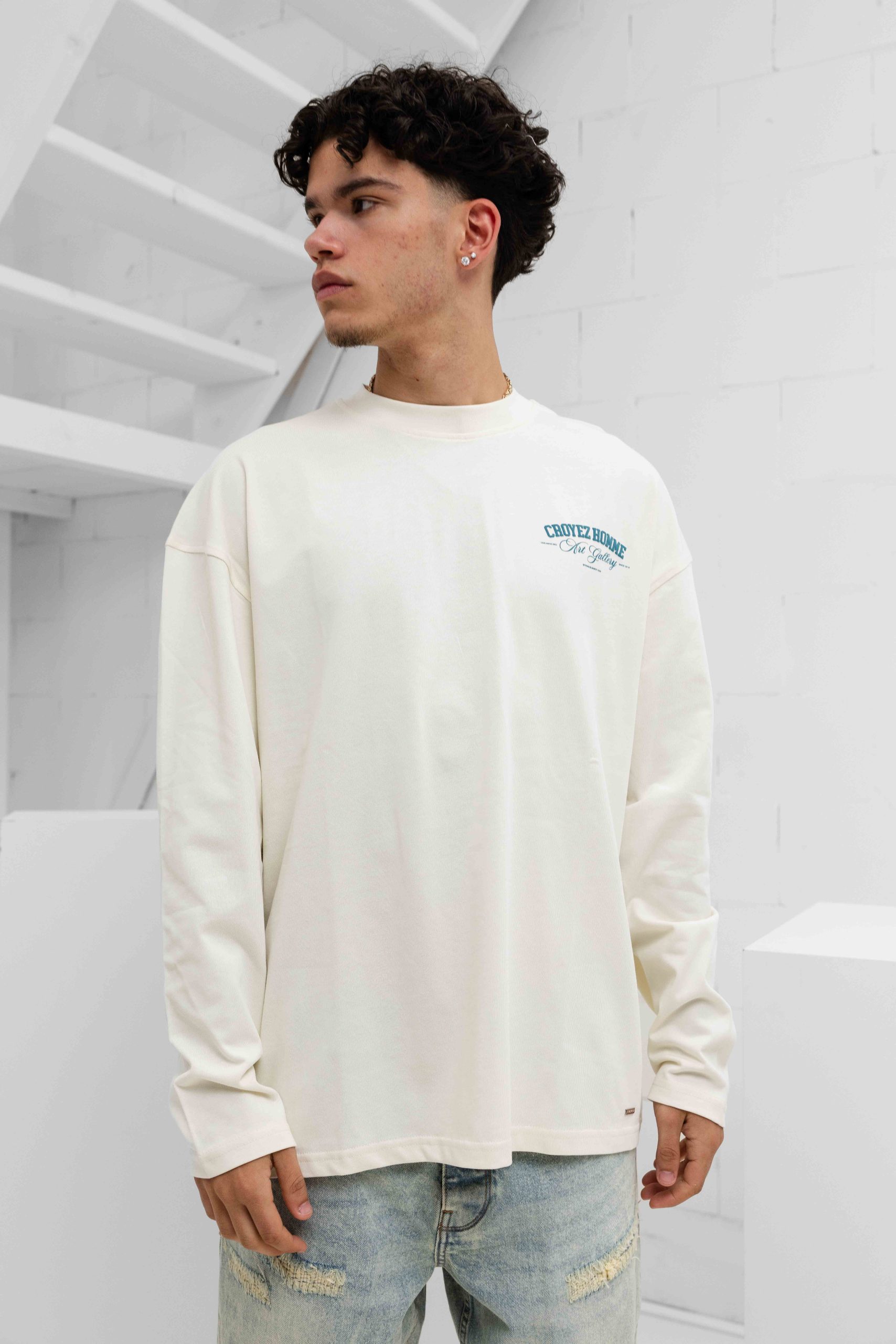 Croyez Art Gallery Longsleeve Heren Gebroken Wit