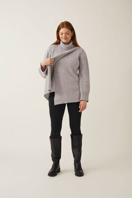 Boob Strikket Ull Tunika Turtleneck, Lysegrå melange