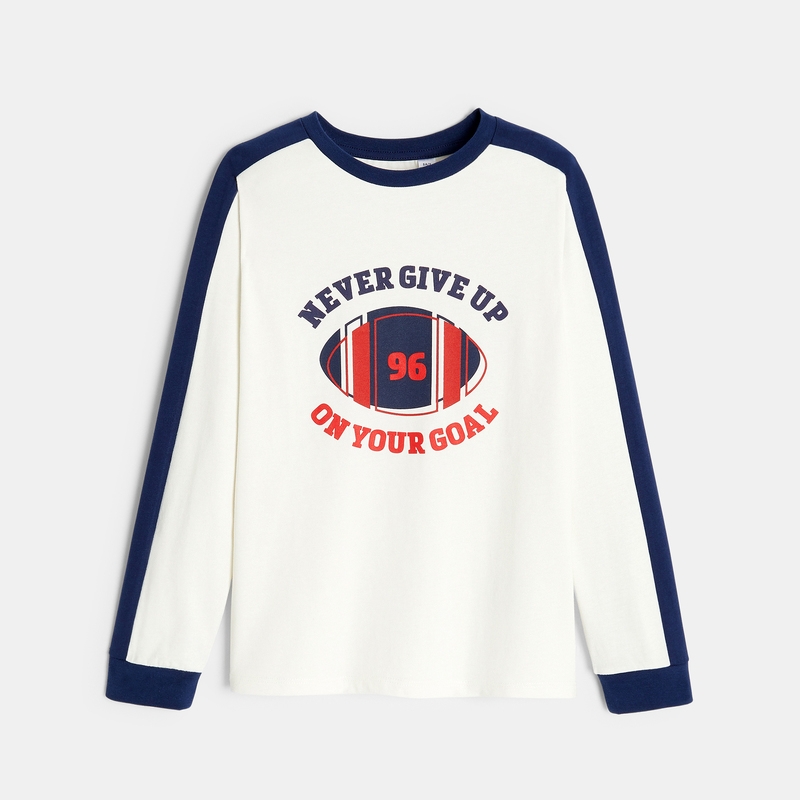 T-shirt manches longues rugby blanc garçon