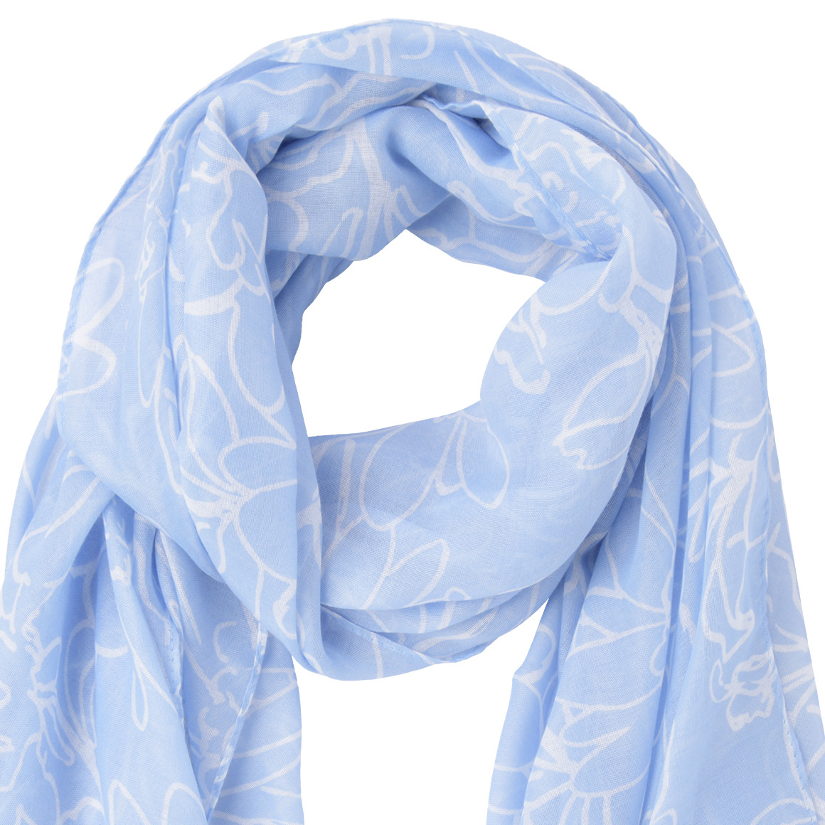 Gina Benotti Damen Tuch mit Blumen-Allover hellblau