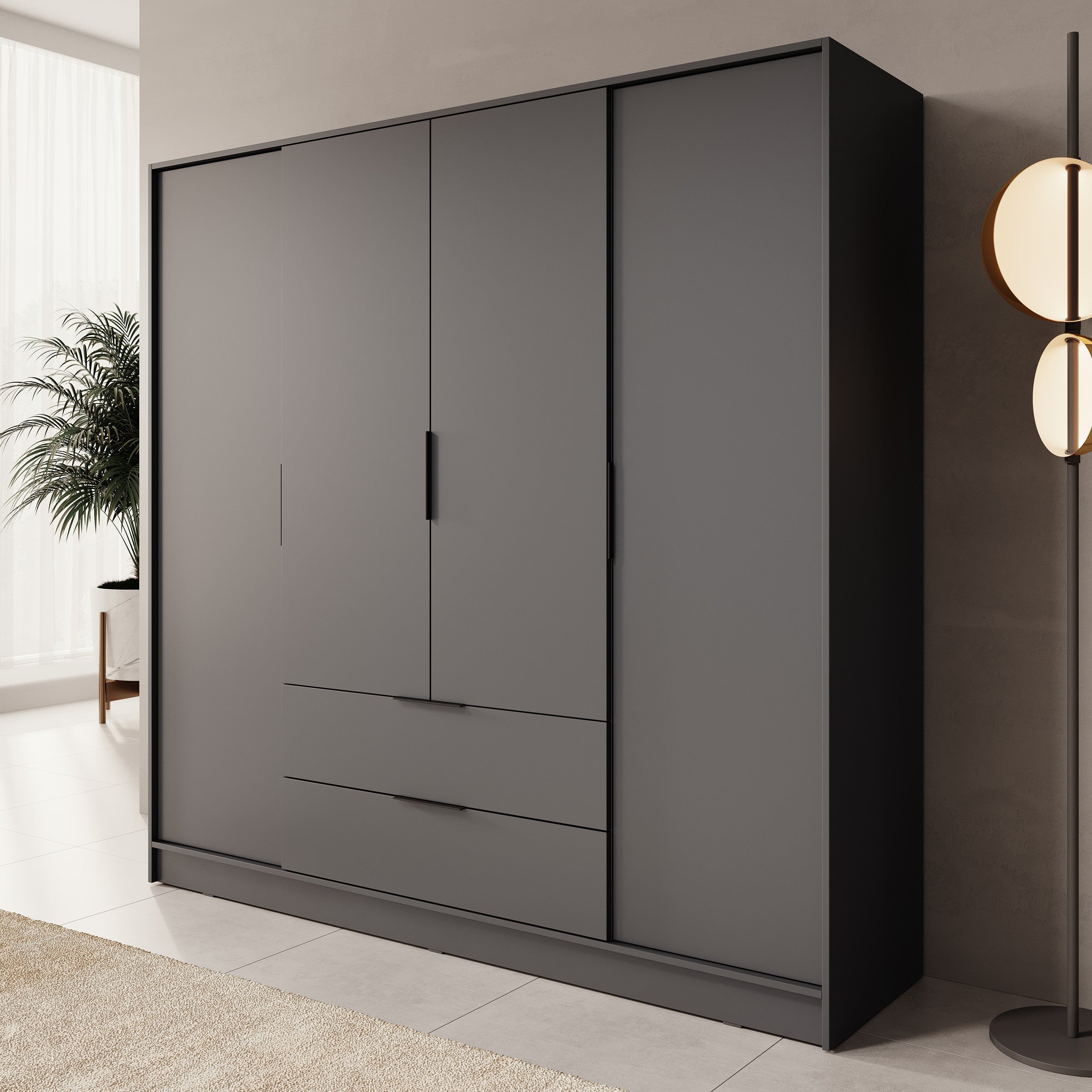 Meubella - Kledingkast Kellan - Grijs - 206 cm
