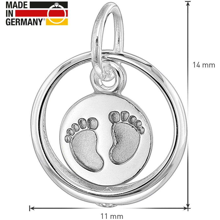 trendor Taufkette 925 Silber Taufring mit Anhänger Babyfüße silver