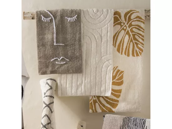 Tapis de bain déco visage en coton 50x80cm