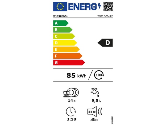 WHIRLPOOL - Lave vaisselle tout integrable 60 cm WRIC 3 C 34 PE