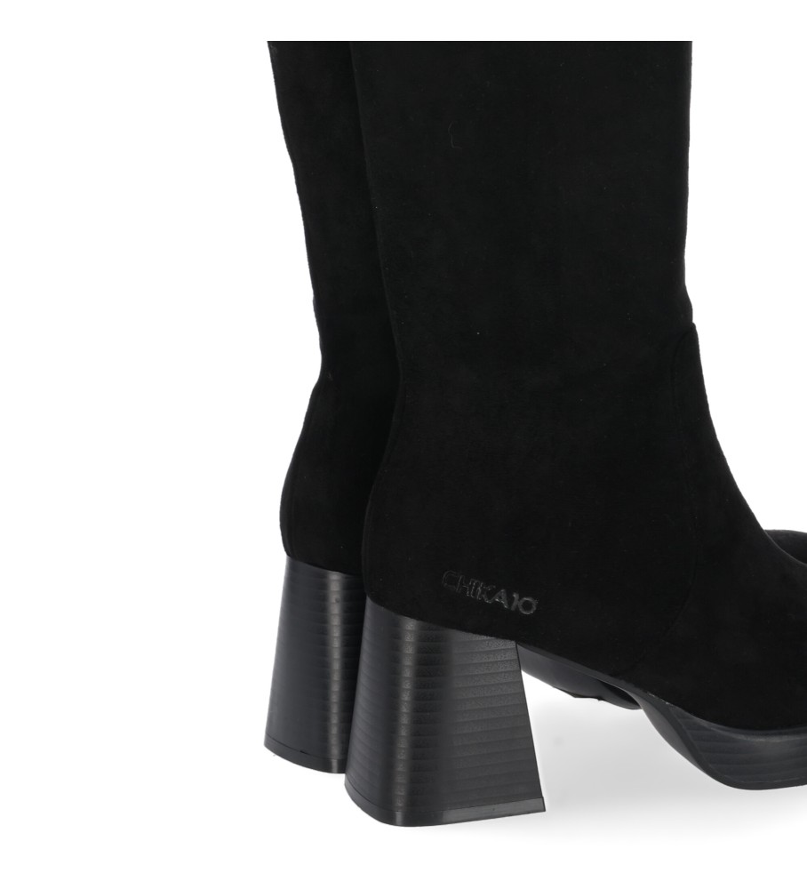 Chika10 Novas Botas de Couro Pam 03 Pretas - Altura do Salto 6cm -
