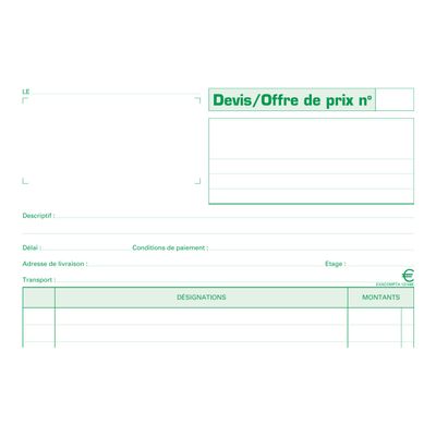 Exacompta - Manifold Carnet de devis/offre de prix - 50 tripli - A4