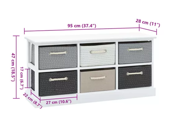 Banc de rangement 6 tiroirs Bois