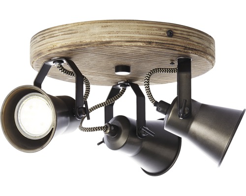 Plafondspot Rondell 3-lichts HxØ 13x28 cm bruin/zwart