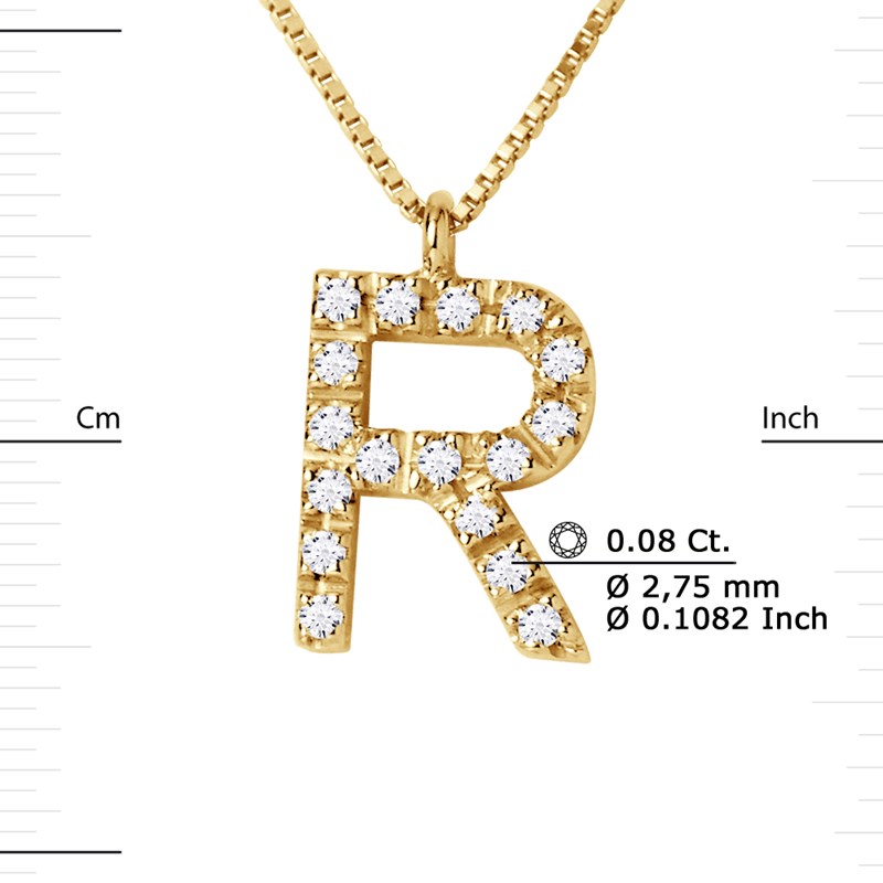Collier ALPHABET Diamants 0,09 Cts  LETTRE 
