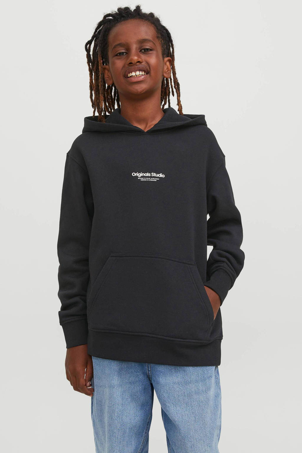 JACK & JONES hoodie JORVESTERBRO met tekst zwart
