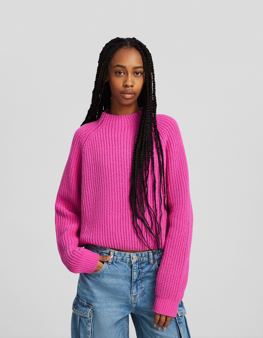 Suéter de chenille com gola alta