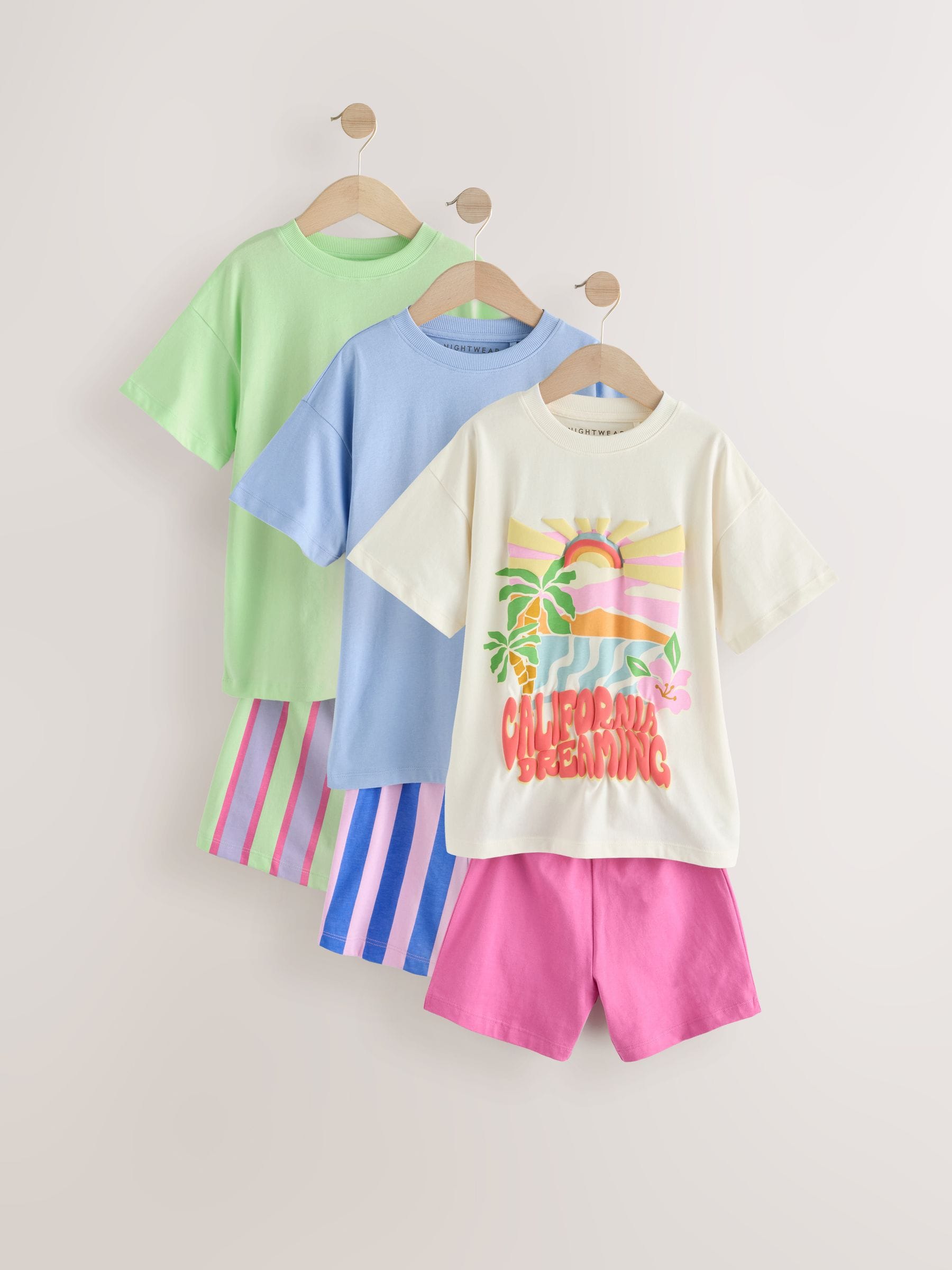 Blauw/Groen - Set van 3 pyjama's (3-16 jr)