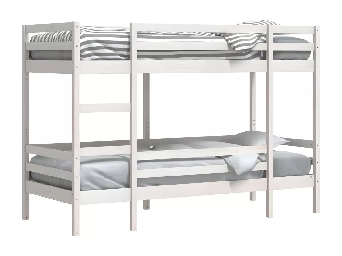 Lit superposé Blanc 90x190 cm Bois de pin massif