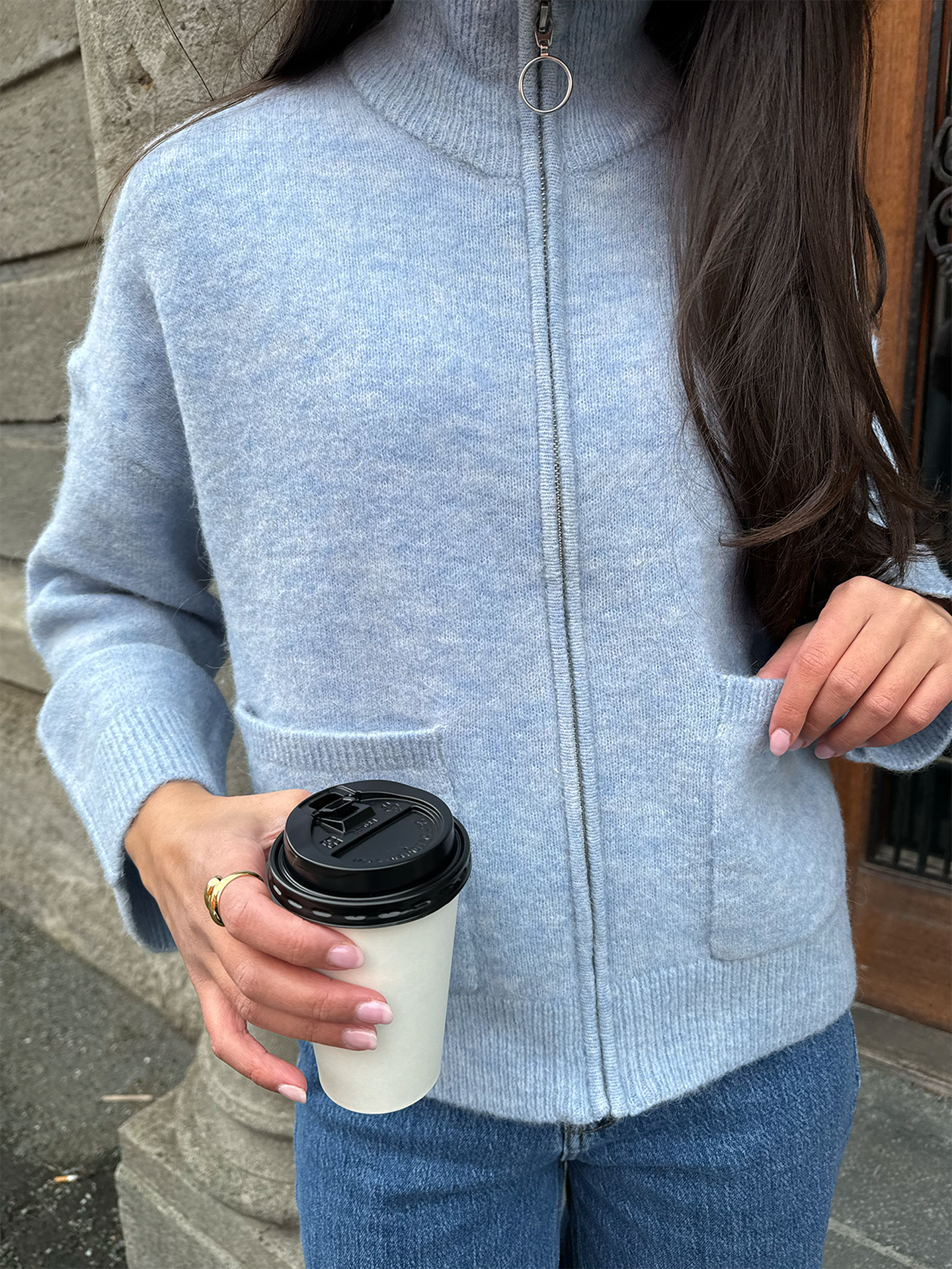 Sia Ras Long Sleeve Knit Zipper Cardigan
