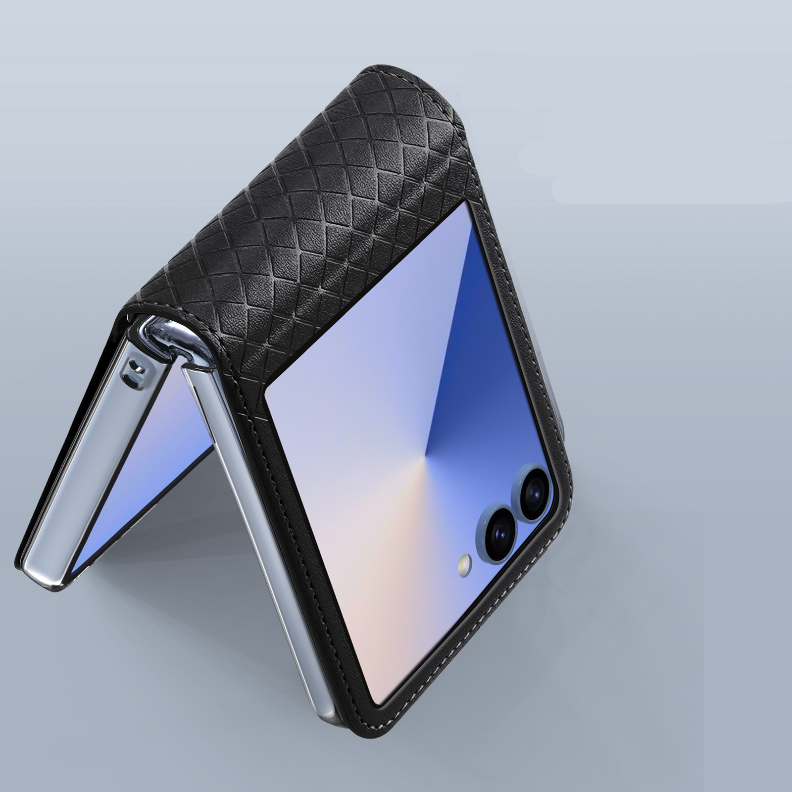 Samsung Galaxy Z Flip7 Wallet Cover Leder Tasche mit Aufstellfunktion - Schwarz