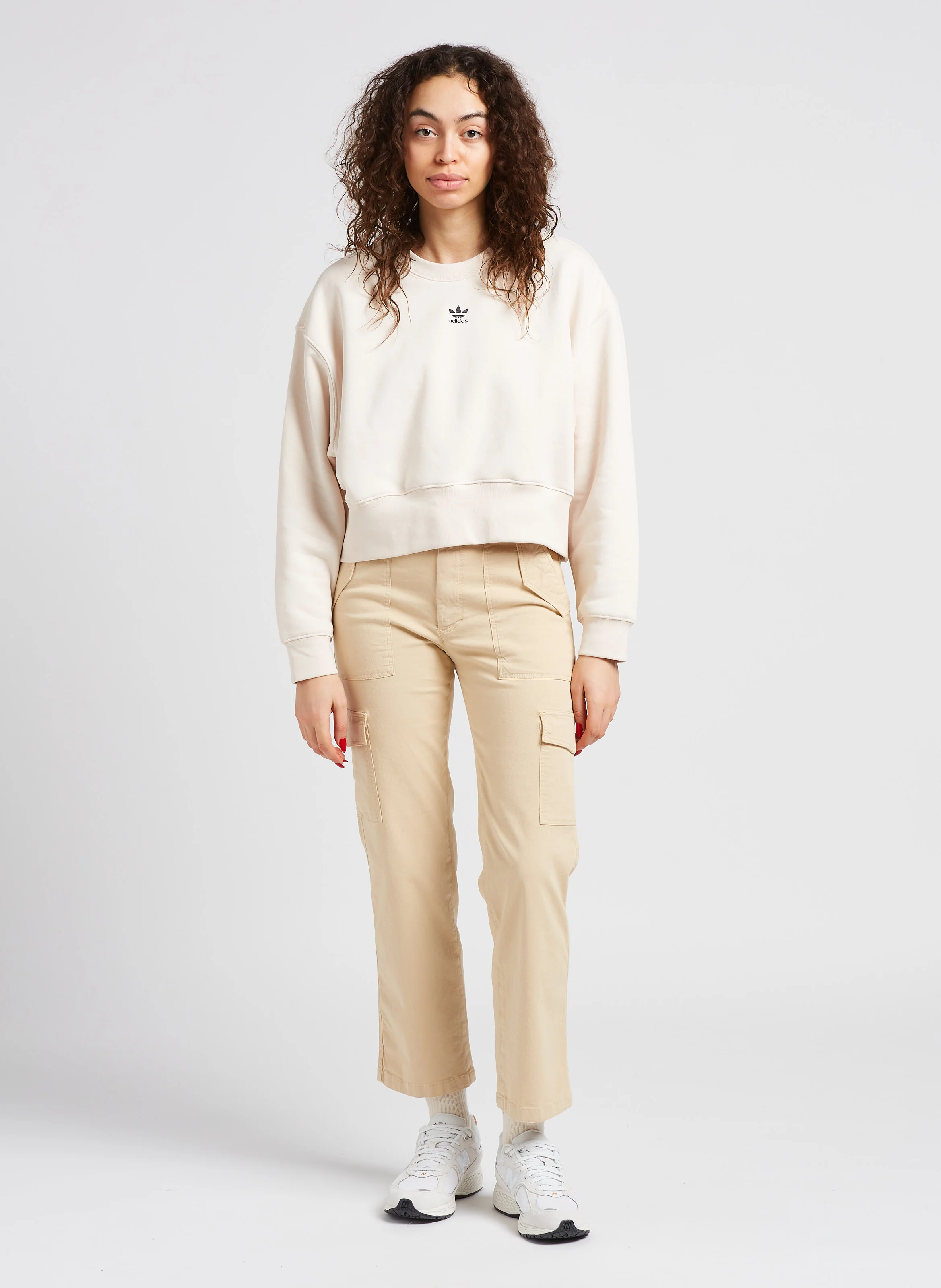 Sweatshirt col rond molletonné| Beige