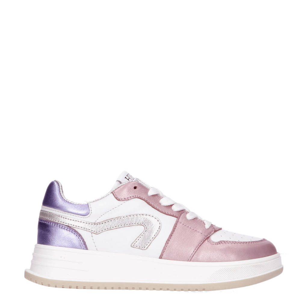Hip leren sneakers brons/wit