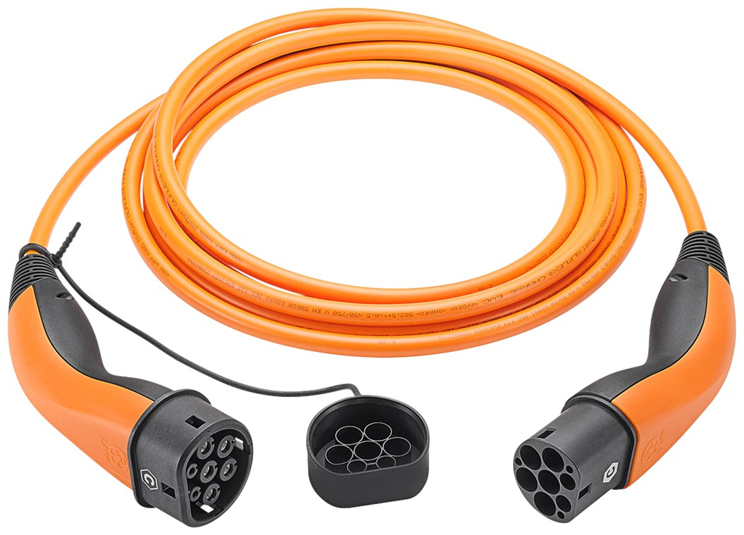 (5m) 22kW/32A Elektroauto Ladekabel 3-phasiges Stromkabel für Hybrid- / E-Autos mit Typ 2 Anschluss (5555934027) - Orange