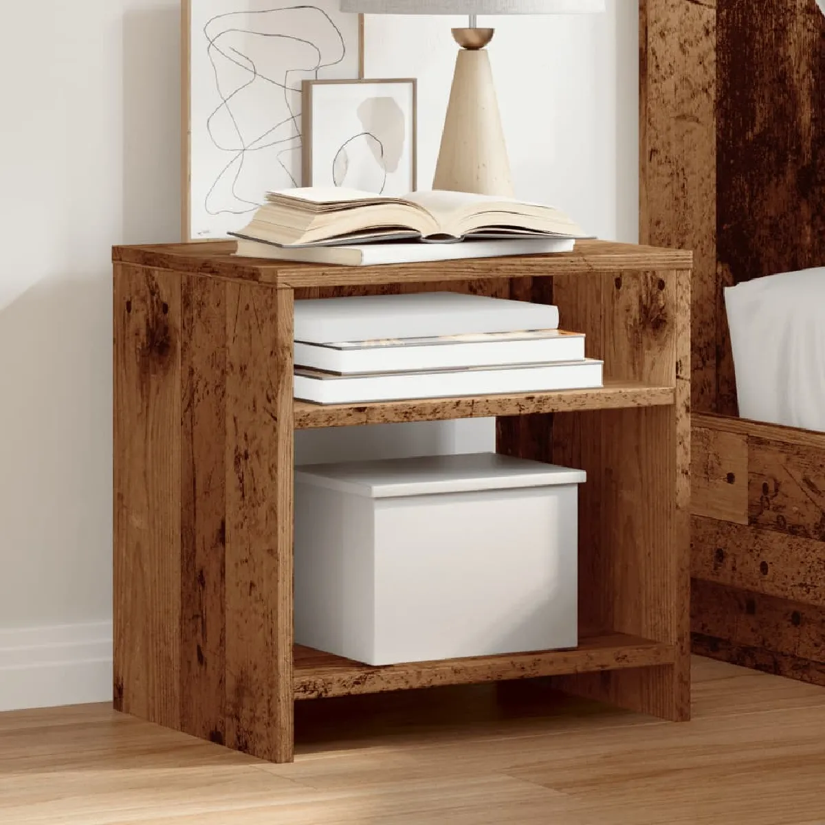 vidaXL Table de chevet - Vieux bois 40x30x40 cm