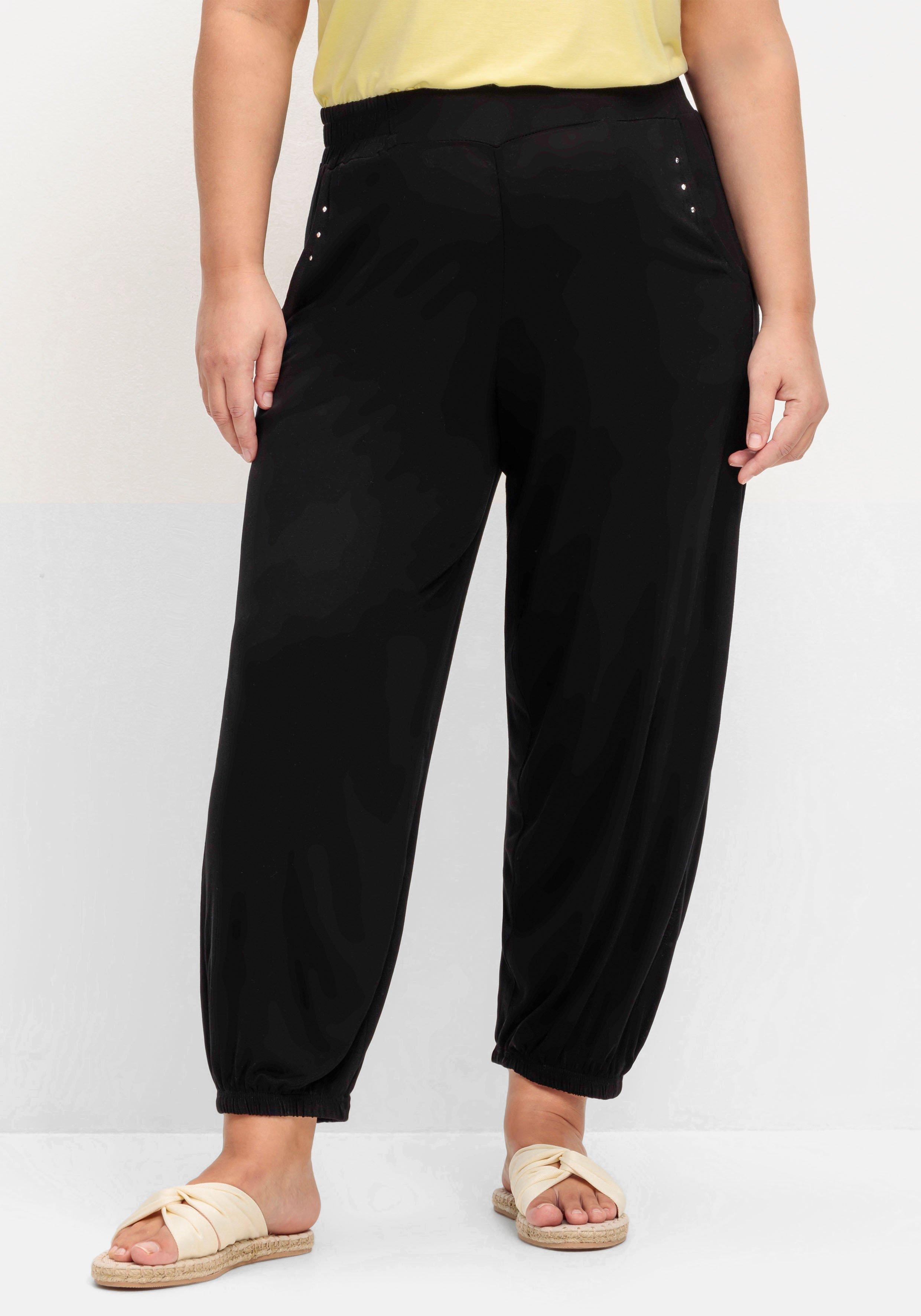 7/8-Jerseyhose mit Nieten und Gummizugbund