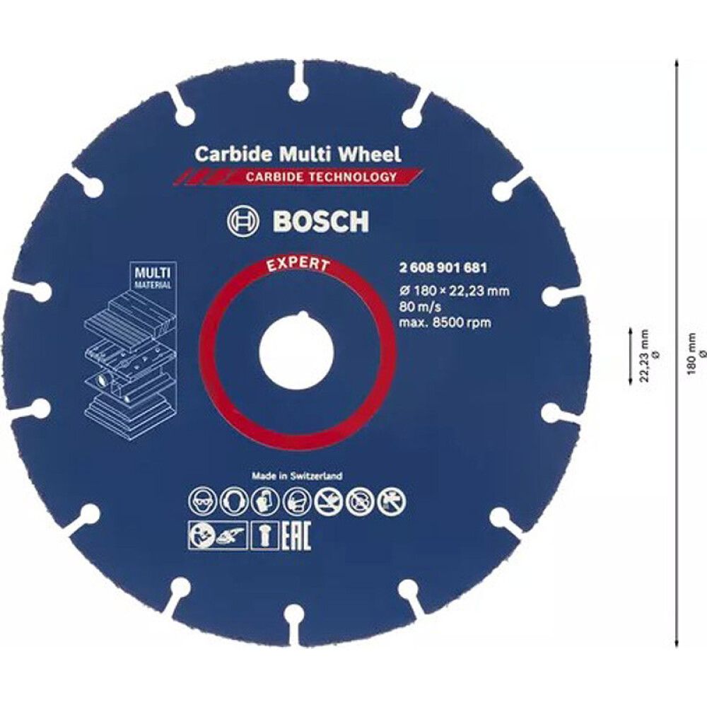 KAPPESKIVE BOSCH EXPERT CARBIDE MULTI 180MM