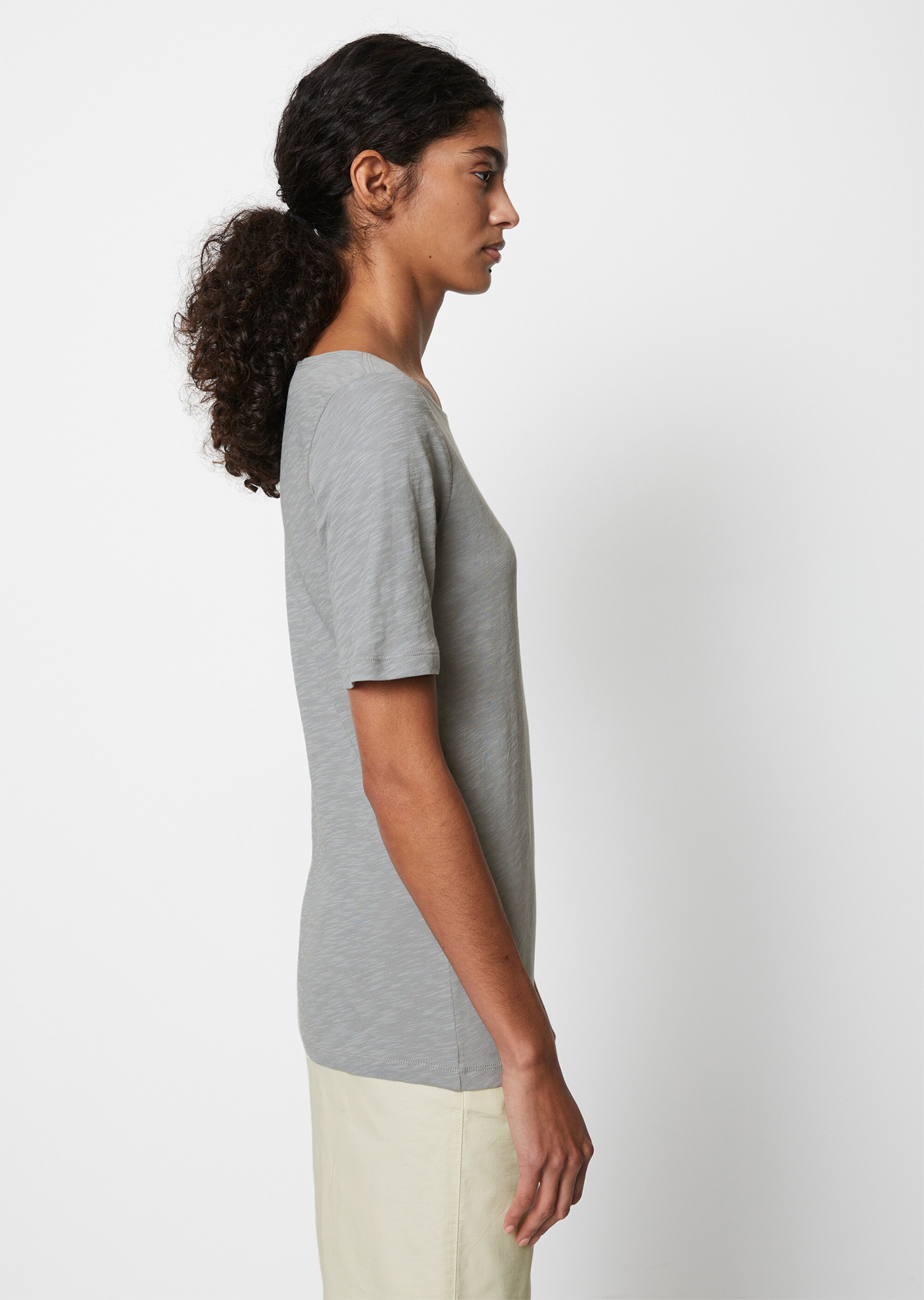 U-Boot-T-Shirt regularaus softem Slub-Jersey