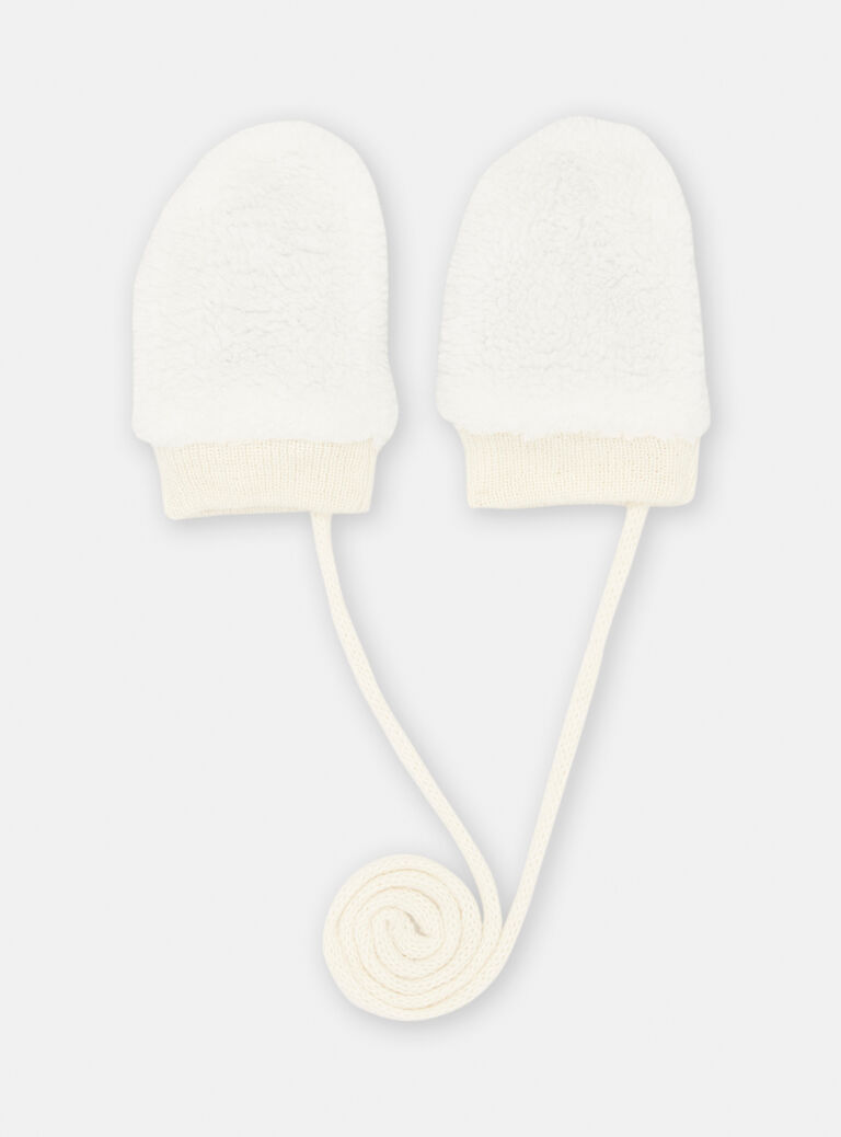Mouffles en soft-boa blanc crème pour bébé