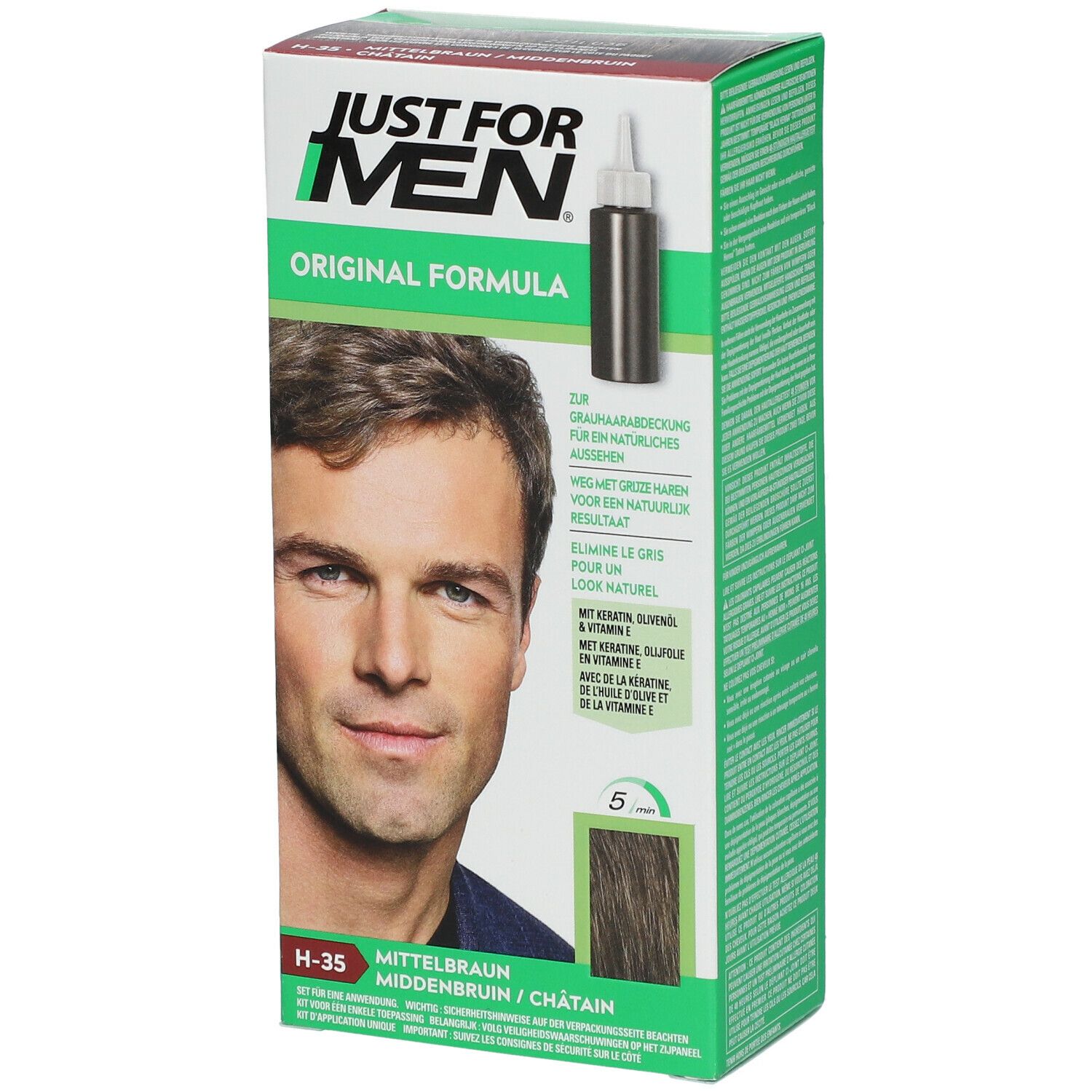 JUST FOR MEN Pflege-Tönungs-Shampoo mittelbraun