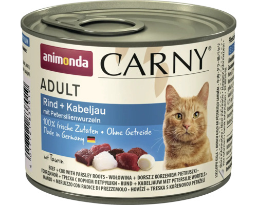 Animonda Carny Adult natvoer voor katten, rundvlees, kabeljauw en peterseliewortel, 200 g