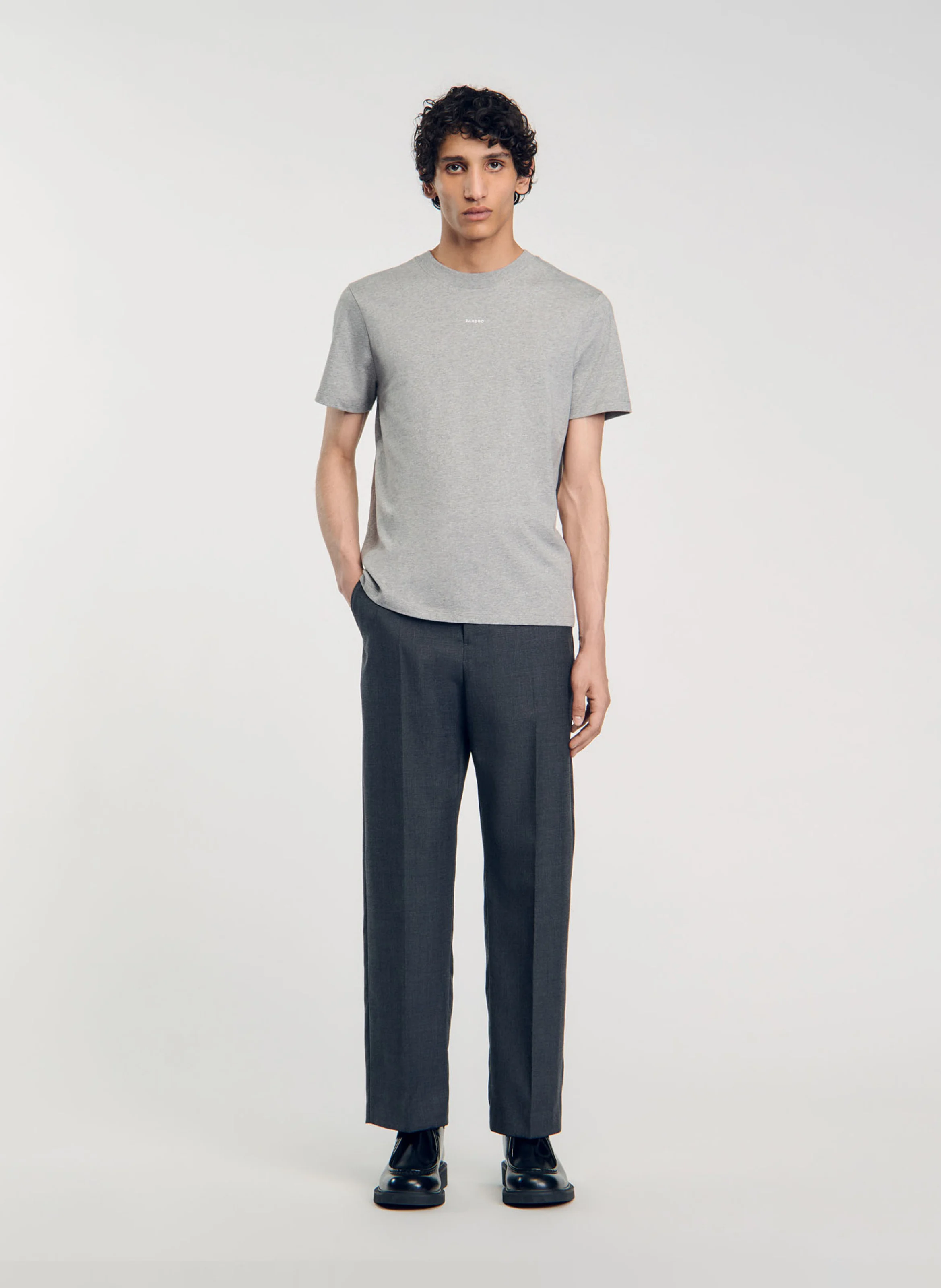 Tee-shirt col rond en coton | Gris